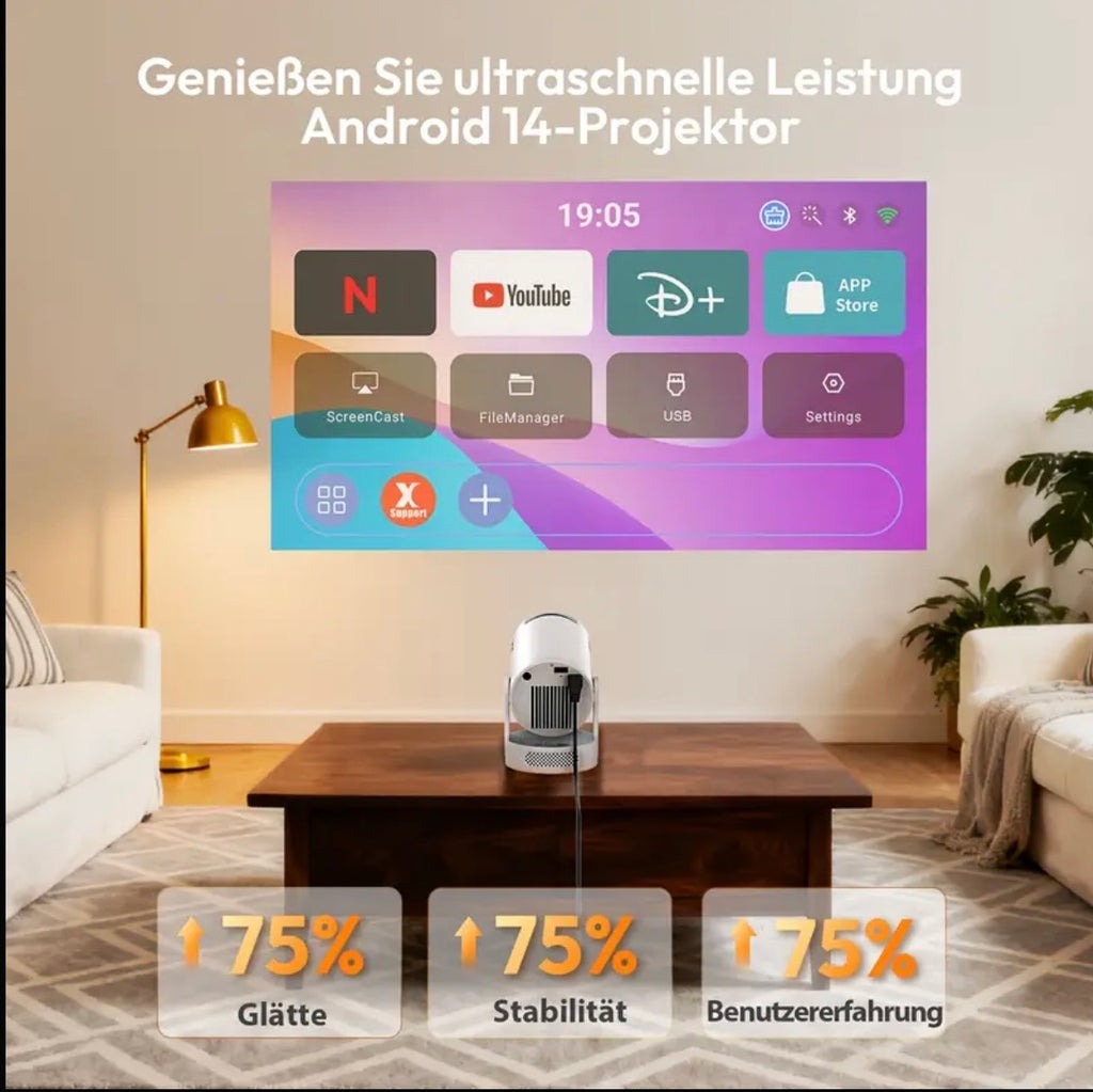 Exklusive Produkt. Smart Beamer mit Android 11 Betriebssystem.