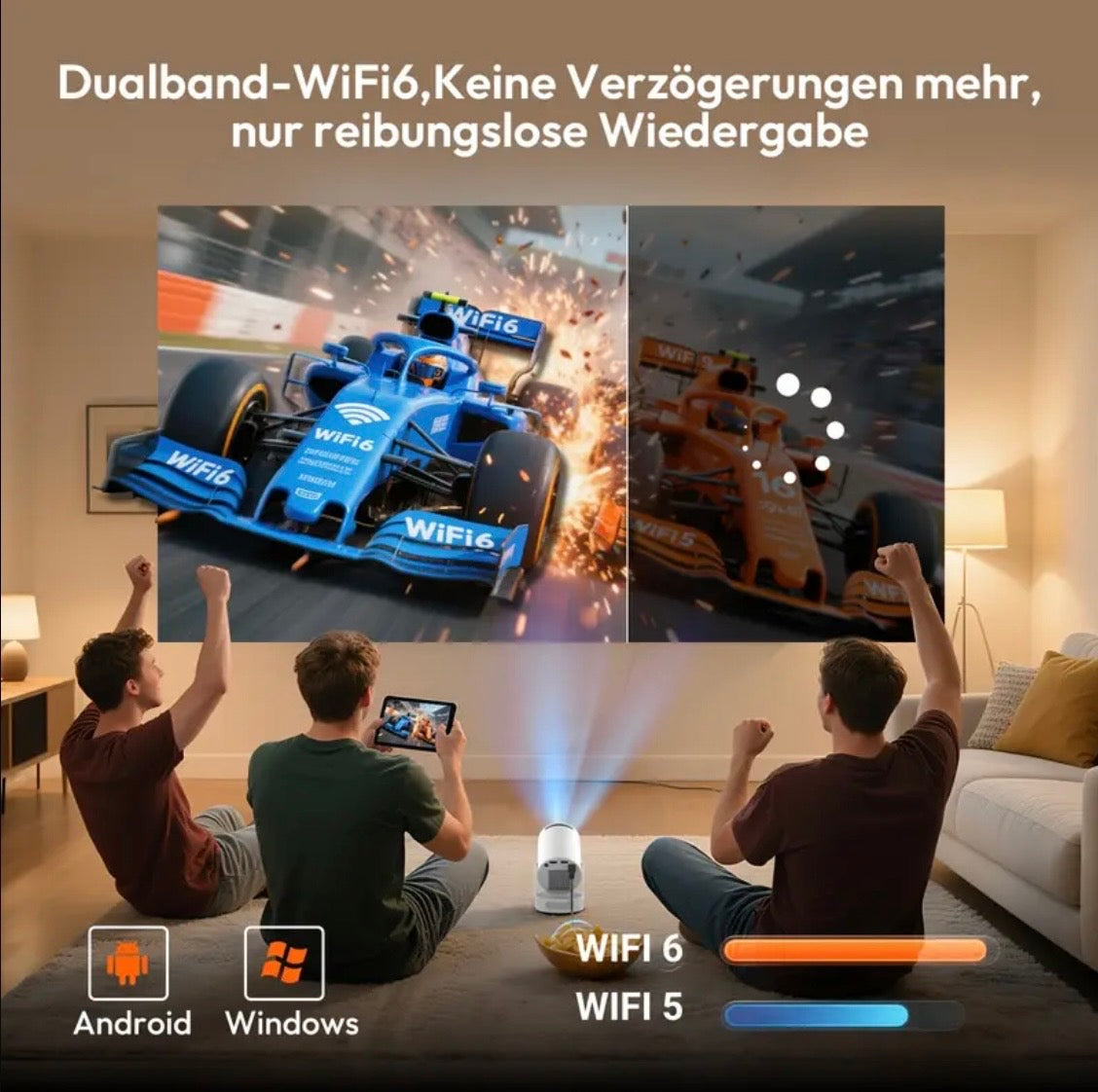 Exklusive Produkt. Smart Beamer mit Android 11 Betriebssystem.